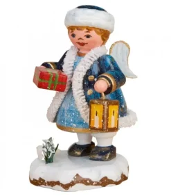 Village De Noël Miniature, Figurine Ange Avec Paquet