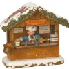 Village Noël Miniature, Chalet Marche De Noël Vendeur De Saucisses